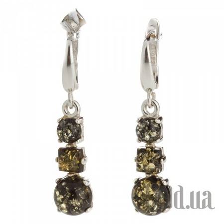 Серьги с подвесками Серебряные серьги с янтарем