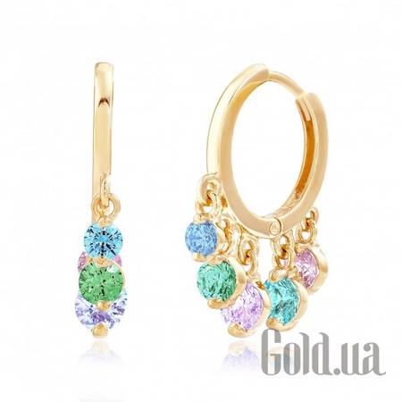 Серьги с подвесками Золотые серьги с цирконием Swarovski Zirconia