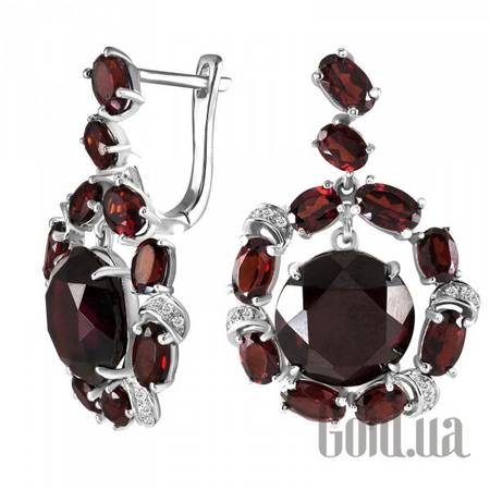 Серьги Золотые серьги с бриллиантами и гранатами