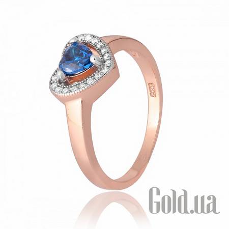 Кольцо Серебряное кольцо с куб. циркониями  в позолоте, 19.5