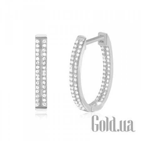 Серьги-кольца Серебряные серьги с куб. циркониями