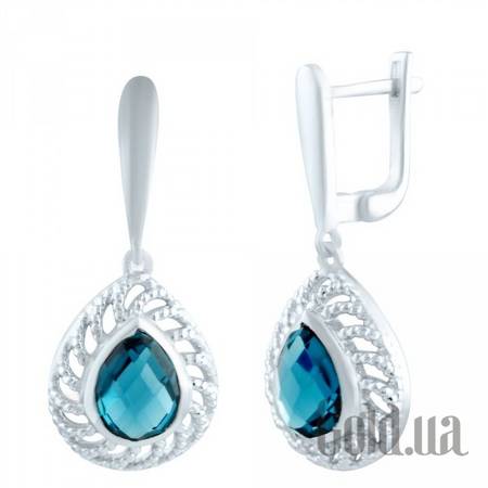 Серьги с подвесками Серебряные серьги с топазами
