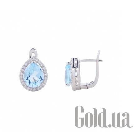 Серьги Серебряные серьги с топазами и куб. циркониями