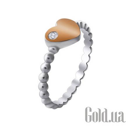 Кольцо Серебряное кольцо с куб. цирконием в позолоте, 18