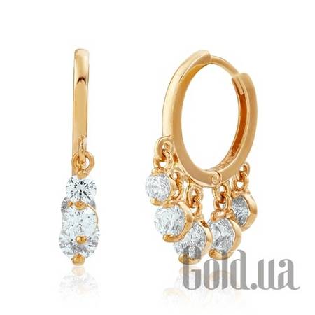 Серьги с подвесками Золотые серьги с кристаллами 
