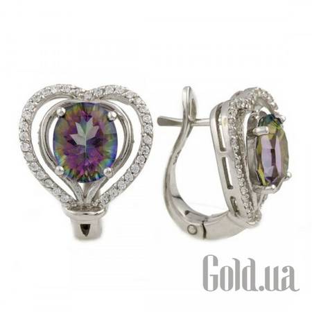 Серьги Серебряные серьги с топазами и куб.циркониями