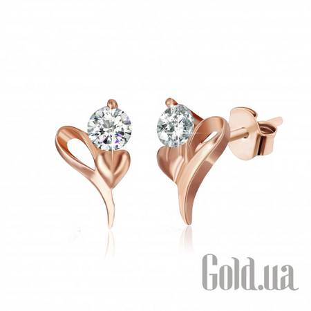 Серьги-гвоздики Серебряные серьги с куб. циркониями в позолоте