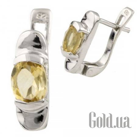 Серьги Серебряные серьги с цитринами