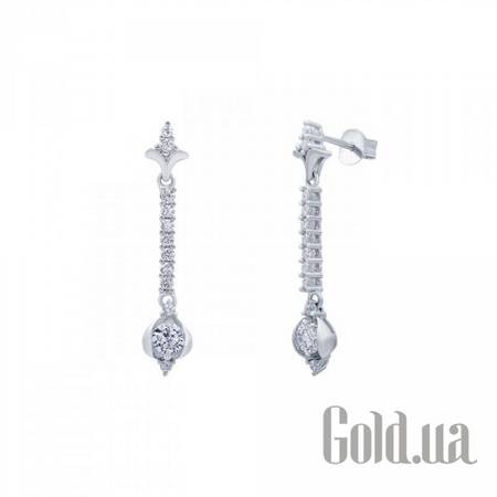 Серьги с подвесками Серебряные серьги с куб. циркониями