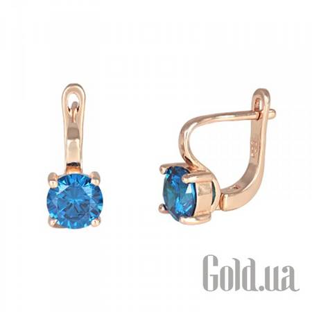 Серьги Серебряные серьги с куб. циркониями в позолоте