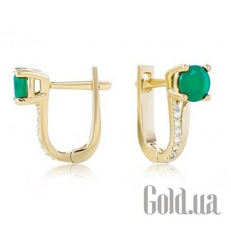 Серьги Золотые серьги с ониксами и куб. циркониями