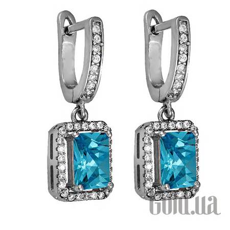 Серьги с подвесками Серебряные серьги с куб. циркониями