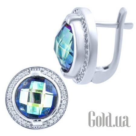 Серьги Серебряные серьги с топазами и куб. циркониями
