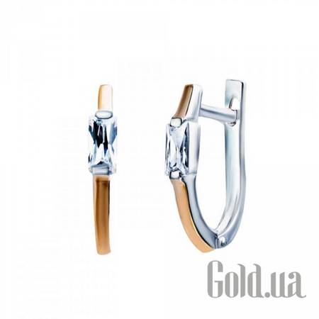 Серьги Серебряные серьги с куб. циркониями и вставками из золота
