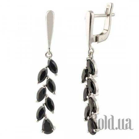 Серьги с подвесками Серебряные серьги с сапфирами