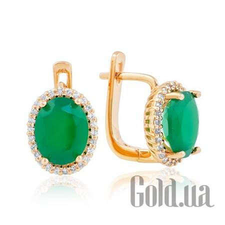 Серьги Золотые серьги с ониксами и куб. циркониями