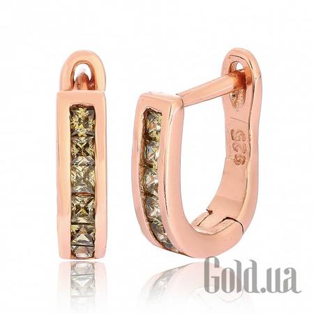 Серьги Серебряные серьги  с куб. циркониями в позолоте