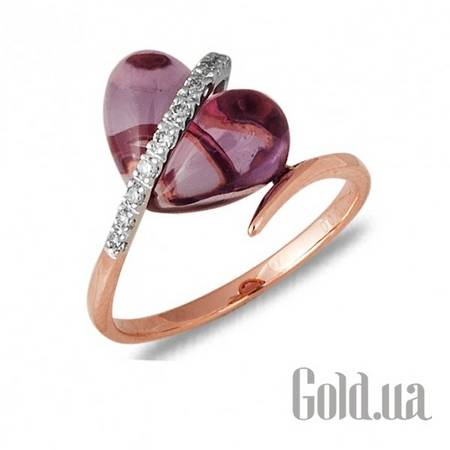 Кольцо Золотое кольцо с бриллиантами и аметистом, 18