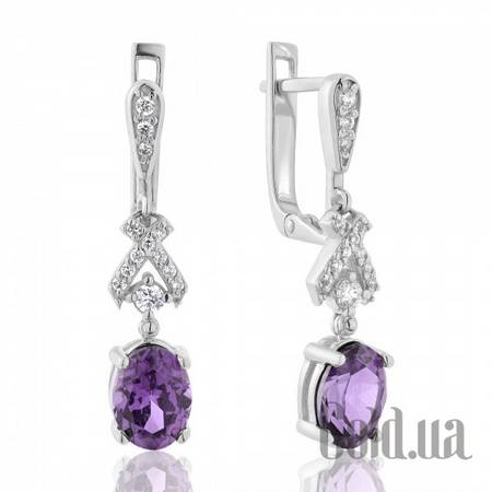 Серьги с подвесками Золотые серьги с александритами и куб. циркониями
