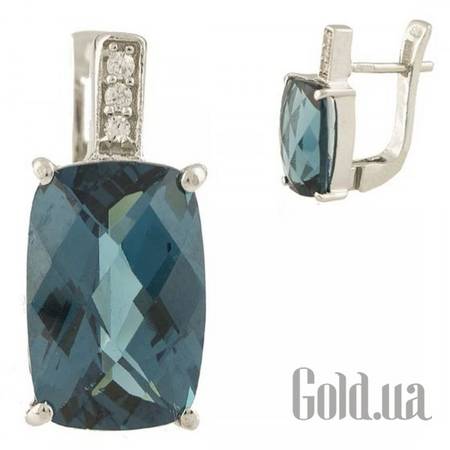 Серьги Серебряные серьги с топазами и куб.циркониями