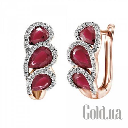 Серьги Золотые серьги с бриллиантами и рубинами