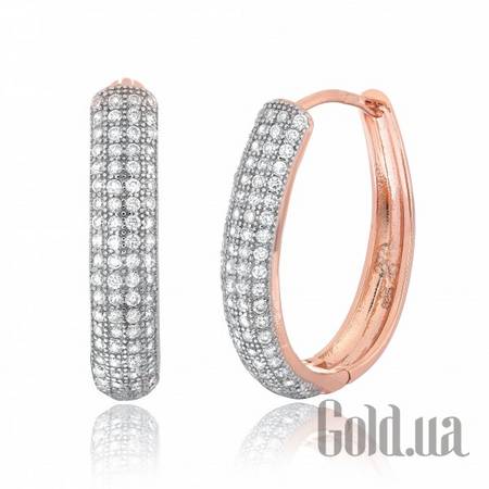 Серьги Серебряные серьги с  куб. циркониями в позолоте