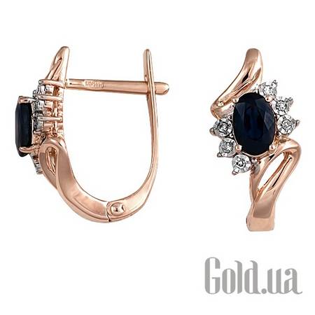 Серьги Золотые серьги с бриллиантами и сапфирами
