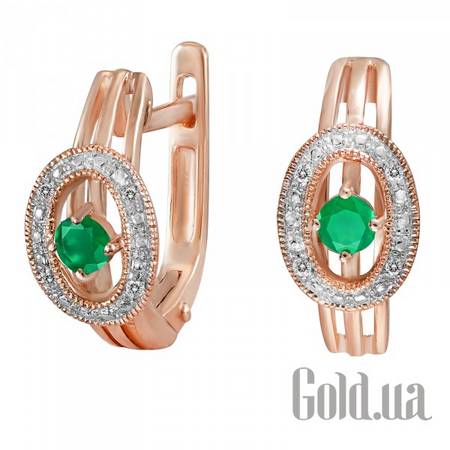 Серьги Золотые серьги с бриллиантами и изумрудами