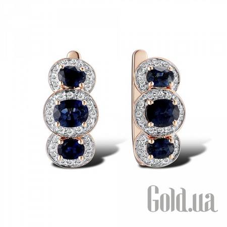 Серьги Золотые серьги с бриллиантами и сапфирами