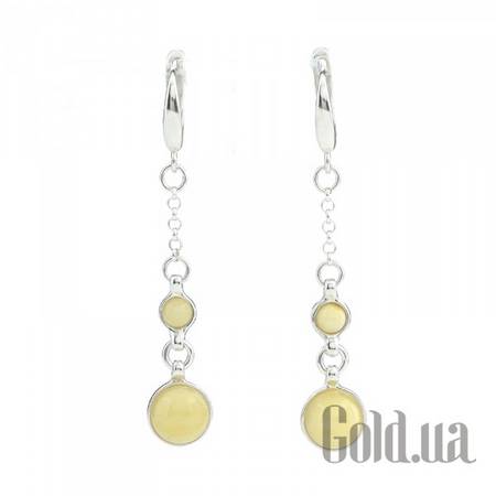 Серьги с подвесками Серебряные серьги с янтарем