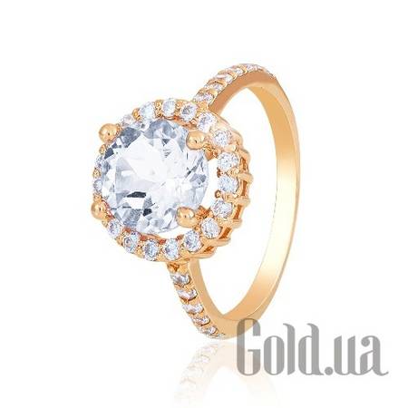 Кольцо Золотое кольцо с камнем Swarovski и куб. циркониями, 16.5
