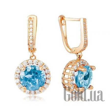 Серьги с подвесками Золотые серьги с топазами и куб. циркониями