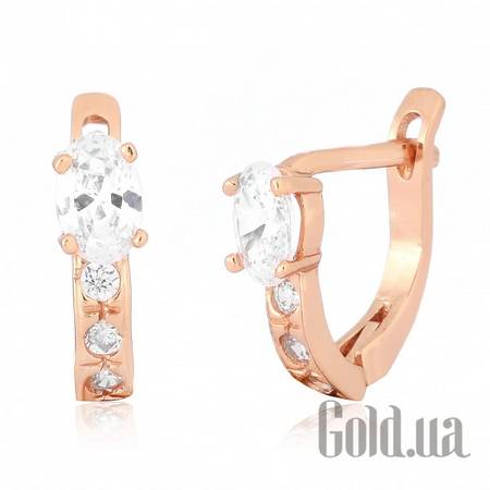 Серьги Серебряные серьги  с куб. циркониями в позолоте