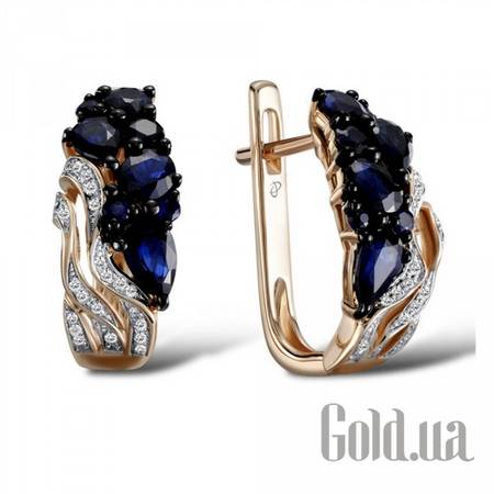 Серьги Золотые серьги с бриллиантами и сапфирами