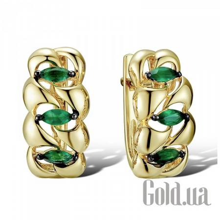 Серьги Золотые серьги с изумрудами