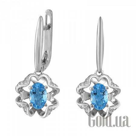 Серьги Золотые серьги с бриллиантами и топазами