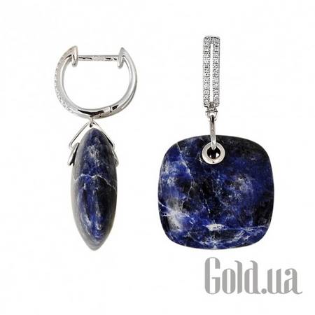 Серьги с подвесками Золотые серьги с бриллиантами и агатом