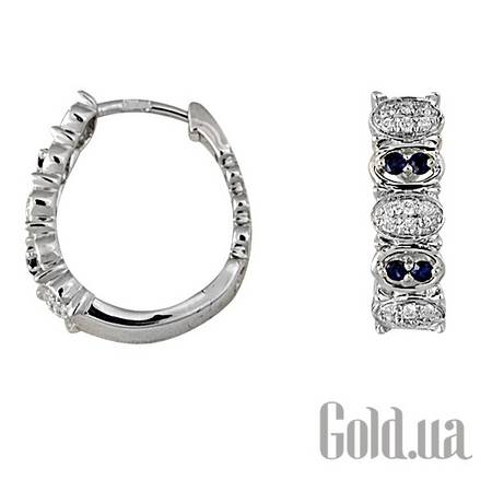 Серьги-кольца Золотые серьги с бриллиантами и сапфирами