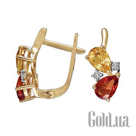 Серьги Золотые серьги с бриллиантами и сапфирами
