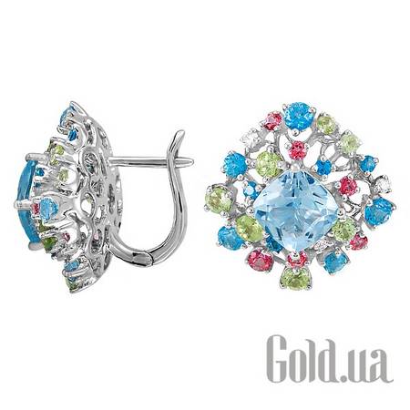 Серьги Золотые серьги с бриллиантами и драгоценными камнями