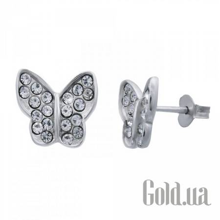 Серьги-гвоздики Серебряные серьги с кристаллами Сваровски