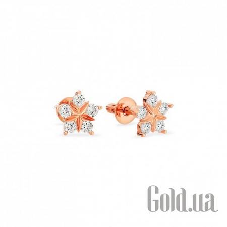 Серьги-гвоздики Золотые серьги с куб. циркониями