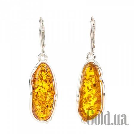 Серьги с подвесками Серебряные серьги с янтарем
