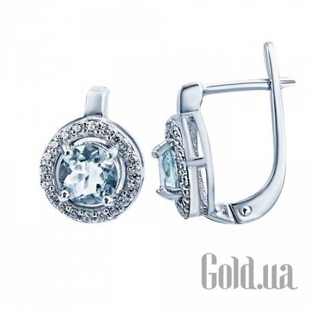 Серьги Серебряные серьги с топазами и куб.циркониями
