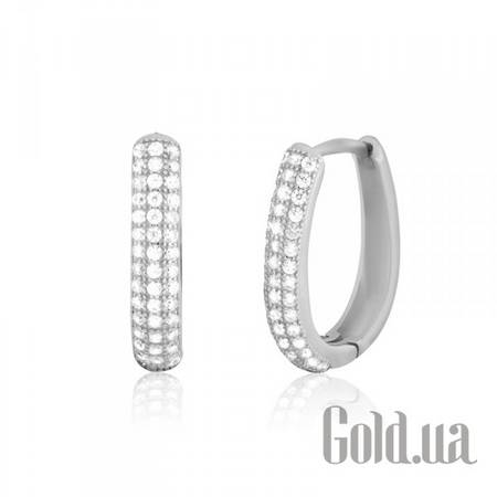 Серьги-кольца Серебряные серьги с куб. циркониями