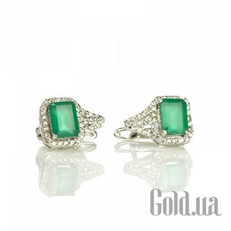 Серьги Серебряные серьги с куб. циркониями и агатами