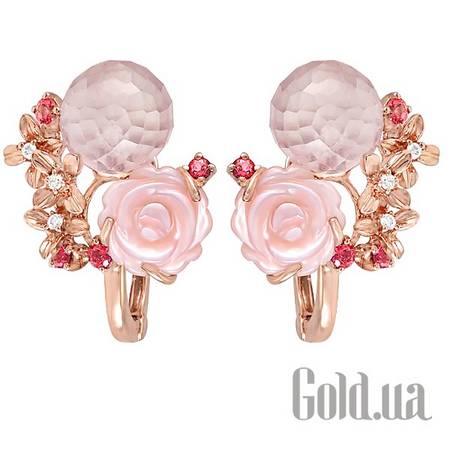 Серьги Золотые серьги с бриллиантами и драгоценными камнями