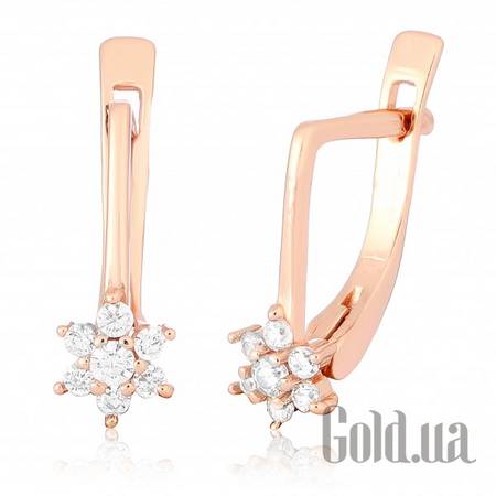 Серьги Серебряные серьги  с куб. циркониями в позолоте