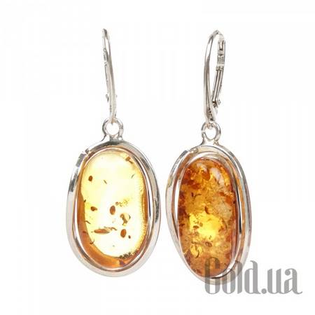 Серьги с подвесками Серебряные серьги с янтарем