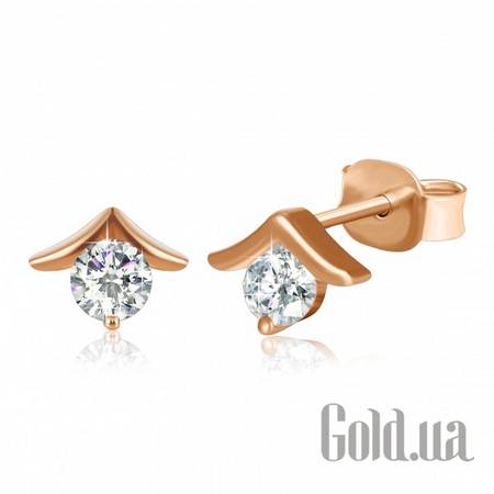 Серьги-гвоздики Серебряные серьги с куб. циркониями в позолоте